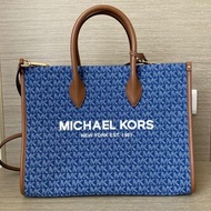 二手｜MK MICHAEL KORS MIRELLA 中款 托特包 丹寧布 滿版丹寧 有一處小破皮