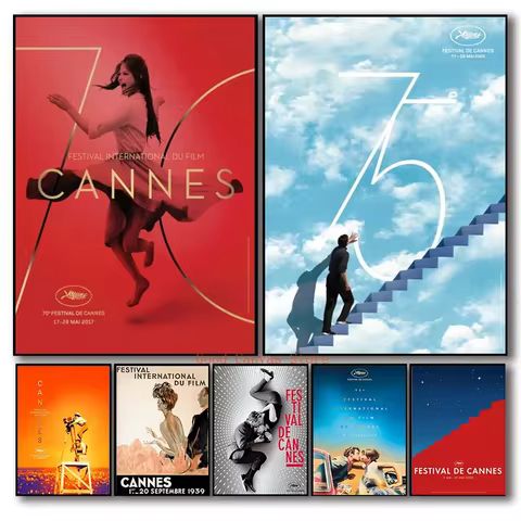 Retro Cannes Film Festival Vintage Movie Canvas Painting Posters Prints Wall Art Pictures Living Roo