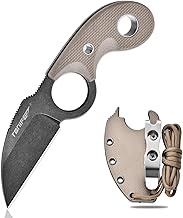 TONIFE Half Moon Neck Knife Outdoor Fixed Blade 8Cr14MoV Steel with Sheath, Lanyards and Clamping Kn