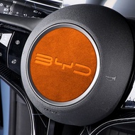สติกเกอร์ติดศูนย์พวงมาลัยสำหรับ BYD ATTO3หยวนแผ่นตราปลาโลมา EVCar หนังนิ่มอุปกรณ์ตกแต่งรถยนต์ปกหนัง