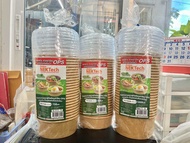 ขายยกลัง***ถ้วยกระดาษคราฟ 500ML 750ML 1000ML 25ชุด/แถว ตัวพร้อมฝา