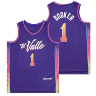 UNGU IMPORTED EMBROIDERY BASKETBALL JERSEY PHOENIX SUNS EL VALLE 1 DEVIN BOOKER CITY EDITION PURPLE 