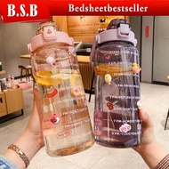2000ml Reminder Water Bottle with Straw Scale Big Bottle 2 Liter Gym Bottle Sport Water Bottles Wate