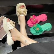 M TWO SHOP ✨（ส่งจากไทย）✨รองเท้าส้นหนา รองเท้าแฟชั่น แต่งโบเรียบหรู รองเท้าผู้หญิงเวอร์ชั่นเกาหลี