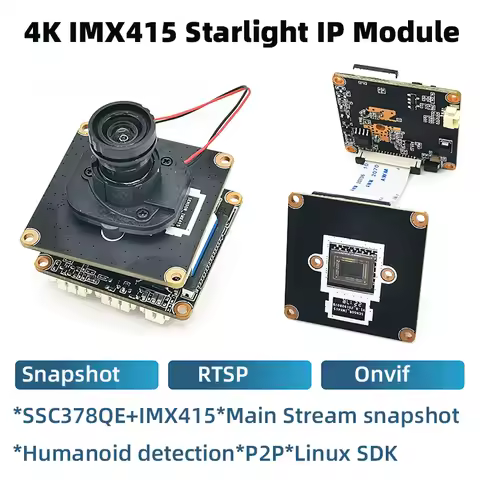 CCTV Starlight 4K IP Digital Camera Board Module 8.0Megapixel SSC378QE IMX415 Webcam RTSP Photo Snap