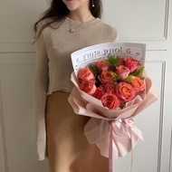 Sunshine Boulevard 陽光大道暖橙玫瑰花束 鮮花花束 畢業花束