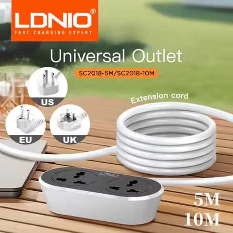 LDNIO Extension Cable Multi Tap 10M 5M Power Strip UK US EU Plug Universal Socket Electric Extension