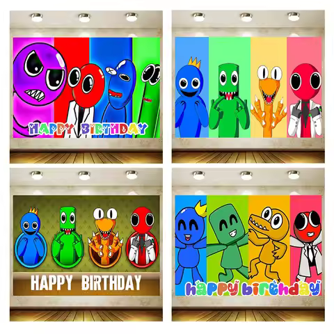 Rainbow friends Birthday Supplies Girl Party Banner Kid Cartoon Decoration Background Photography ba