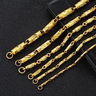 Vietnam Sand Gold Solid Necklace Brass Vacuum Plating Men Hexagonal Column Necklace Plating 24K Gold