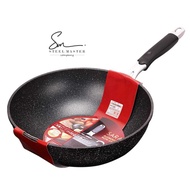 Japan SARA Marble Stone Coating Non-Stick Frying Pan & Wok/ Stir-Fry Pan /Cooker Wok /Kuali Pemasak
