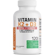 Bronson Vitamin K2 (MK7) with D3 Extra Strength Supplement Bone and Heart Health Non-GMO Formula 10,