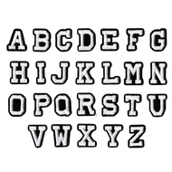 New Flower Ball Embroidery 1.8*2.4cm Small Regular Script Black and White Letter Embroidered Patch P