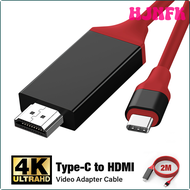 HJNFK USB 3.1 Type C to HDMI-compatible Adapter Cable 2M Type C To HD 30Hz 4k USB C Cable Extend Adapter for Macbook Samsung S20 S21 JTDJD