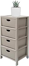Avilia 4 Drawer Storage Unit Taupe Bathroom Office Kitchen Space Saving Storage Unit with Wheels Pol