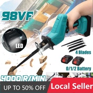 98VF Green Cordless Reciprocating Saw with 1/2pc Li-ion Battery 4 Blades Portable Rechargeable Metal