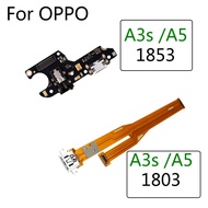 บอร์ดชาร์จ USB พร้อมสายเคเบิลยืดหยุ่นและไมโครโฟนสำหรับ OPPO A3S / A5 1803 / 1853