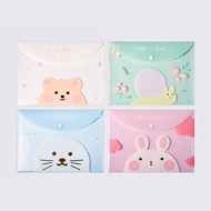 Beg Fail Butang A4 Penyimpanan Pelajar Gadis Kartun Comel Beg Penyimpanan Alat Tulis Folder Mudah Lu