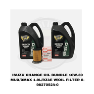 ISUZU OIL CHANGE BUNDLE 10W-30 (2GAL/8LTRS) MUX/DMAX 1.9L RZ4E W/OIL FILTER 8-98270524-0