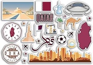 Qatar Sticker Set, A5 Sheet, Vinyl Stickers for Luggage or Laptop, 79117