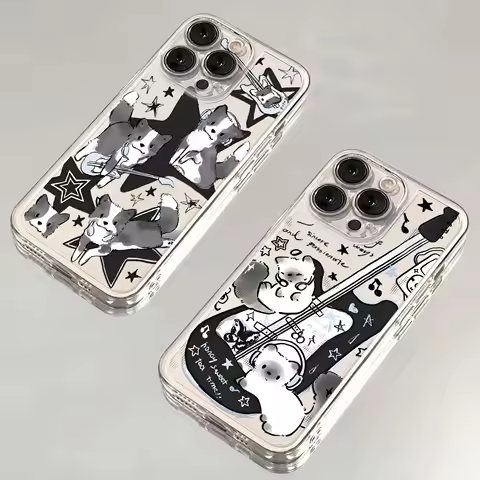 Black Guitar Music Cat Phone Case For Xiaomi Redmi Note 13 12 12C 11 10 10C 13C 10s 9 9s 9A 9T 9C 8 