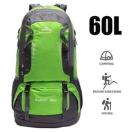 戶外60升行山背囊露營背包登山包戶外運動大容量多功能防水防刮耐磨透氣可調節雙肩尼龍綠色全新 24" HUWAI 60L Backpack Outdoor Activities Bag Camping 