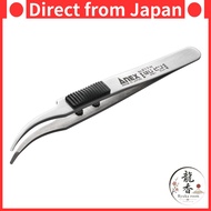 【direct from japan】ANEX Stainless steel tweezers with rubber grip, 120mm round tip, eagle-shaped tip