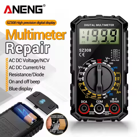Multimeter 1000V DC Voltage Meter ANENG SZ308 hFE Triode Current Resistance 1999 Counts Tester Squar