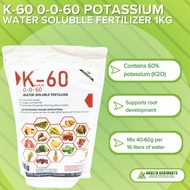K - 60 POTASH FERTILIZER 0-0-60 WATER SOULUBLE  1KG POUCH