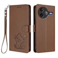 Casing for Xiaomi Poco F7 Pro F7 Ultra Redmi K80 K80 Pro K80 Ultra, Cute Cartoon Cat Flip Wallet PU 