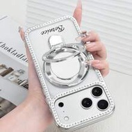 Luxury Silver Plated Phone Case With Camera Lens Protector And Magnetic Stand - Compatible With IPho