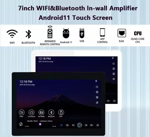 android 11 7inch IPS WIFI SD card mini USB online video music audio bluetooth wall amplifier panel Y