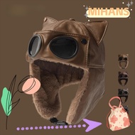 MIHAN Cat Ears Hat, Retro Velvet Lining Bomber Hat