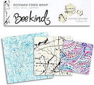 Bee Kind® Beeswax Food Wrap - 3 Pack (S,M,L) - Handmade in Canada - Handpainted Designs - Premium Quality (Arctic)