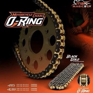 MAGIC BOY ORING CHAIN 428 415 132L RANTAI ORING BLACK GOLD RANTAI RACING 428 415 132L
