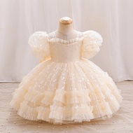 France Princess Dress For Girls  Evening Performance Costume Puff Sleeve  Sequins Kid Princess Dress