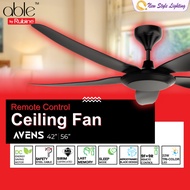 Rubine able AVENS 42" 56" Black DC Motor 5 Blades 18 Speeds SIRIM Remote Control Ceiling Fan Kipas S