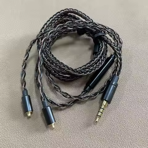 1.2M Update Earphones Cable 3.5mm To MMCX Silver-plated 8-strand With Microphone Key Line For MMCX H