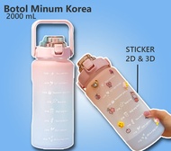 Botol Minum Straw Korea 1,5 - 2 Liter Gradient Transparan Motivasi -SS
