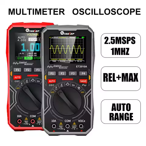 TOOLTOP ET2010A Digital Oscilloscope Multimeter 1Mhz 2.5MSps Color Handheld Oscilloscope AUTO Wavefo
