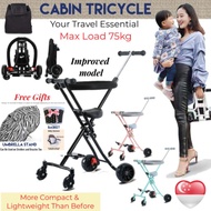 Kids Foldable Cabin Tricycle Stroller Trike