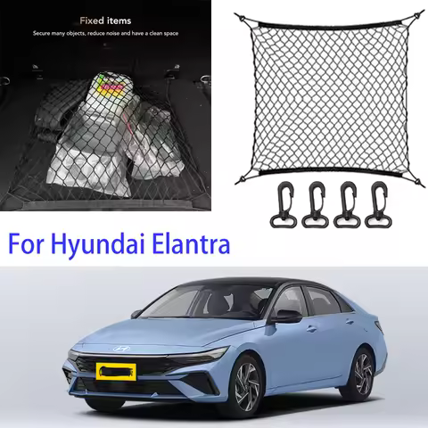 For Hyundai Elantra 1990-2025 J2 XD HD MD/UD AD CN7 Nylon Car Rear Cargo Net Trunk Storage Organizer