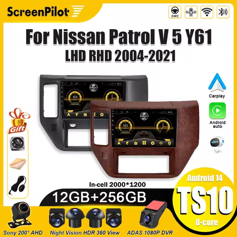 Android 15 For Nissan Patrol V 5 Y61 LHD RHD 2004-2021 Multimedia Video Player Carplay Touch Screen 