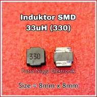 Adapter SMD 33uH Inductor Power 0.033mH Filter Wrap 33000nH 8mm x 8mm size 8x8mm marking: 330