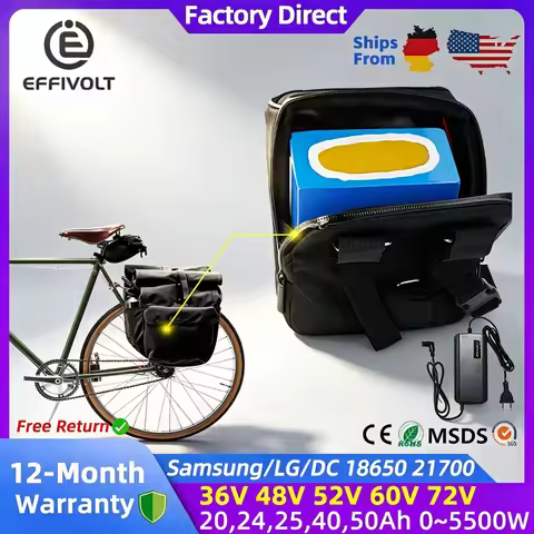 72V 20AH Electric Battery 52V 60V 48V 36V 24Ah 18650 Rechargeable Lithium ion Battery Pack for 1500W