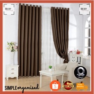 B7 Ready Made Curtain 99%Blackout Siap Jahit Langsir (Free Eyelet/Ring Langsir Blackout Kain Tebal Warna Chocolate