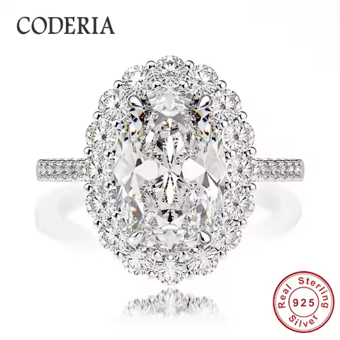 18K White Gold Plated D Color 8*12mm 4.5CT Moissanite 925 Sterling Silver Ring Women Wedding Diamond