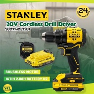 STANLEY SBD714D2T 20V Brushless Drill Driver Kit 13mm 65Nm Cordless Drill with 2 Batteries Charger &