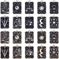 SUNNYCLUE 1 Box 20Pcs 20 Styles Tarot Card Charm Divination Charms Bulk Gold Silver Metal Alloy Blac