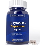 Dopamine Brain Food - 650 mg L-Tyrosine Supplement - Dopamine Support for Focus & Mental Drive - Sup