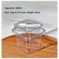 Keranixy Square Disposable Dessert Cup With Lid Spoon Mousse Tiramisu Ice Cream Container Bekas Pudi